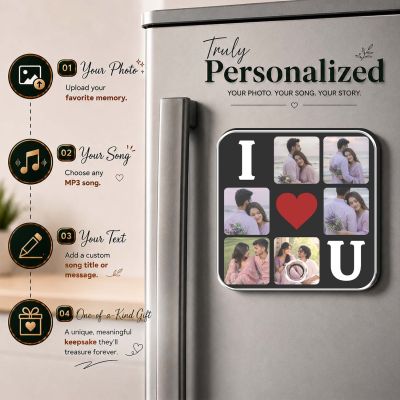 I Love You Personalized Musical Fridge Magnet for Couples  Purpose Gift for Love, Girlfriend, Boyfriend Music Player Music Box Fridge Magnet